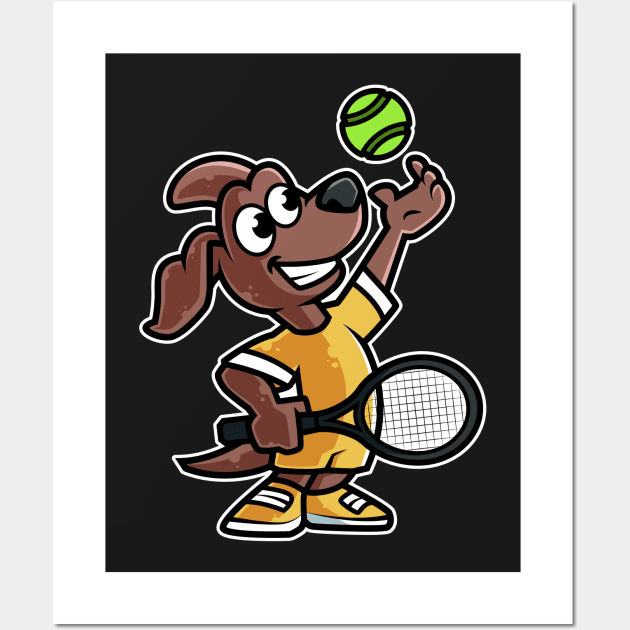 Dog Tennis Player Funny Coach print Wall Art by theodoros20